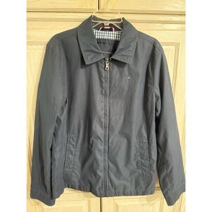 Tommy Hilfiger Men's Navy Micro-Twill Full Zip Jacket Lightweight Sz Medium